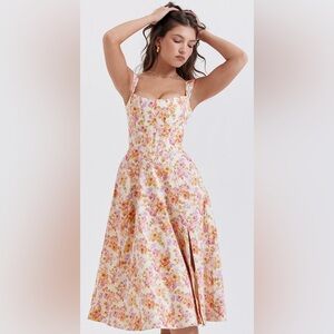 House of CB Saira Ivory Floral Midi Dress - New With Tags